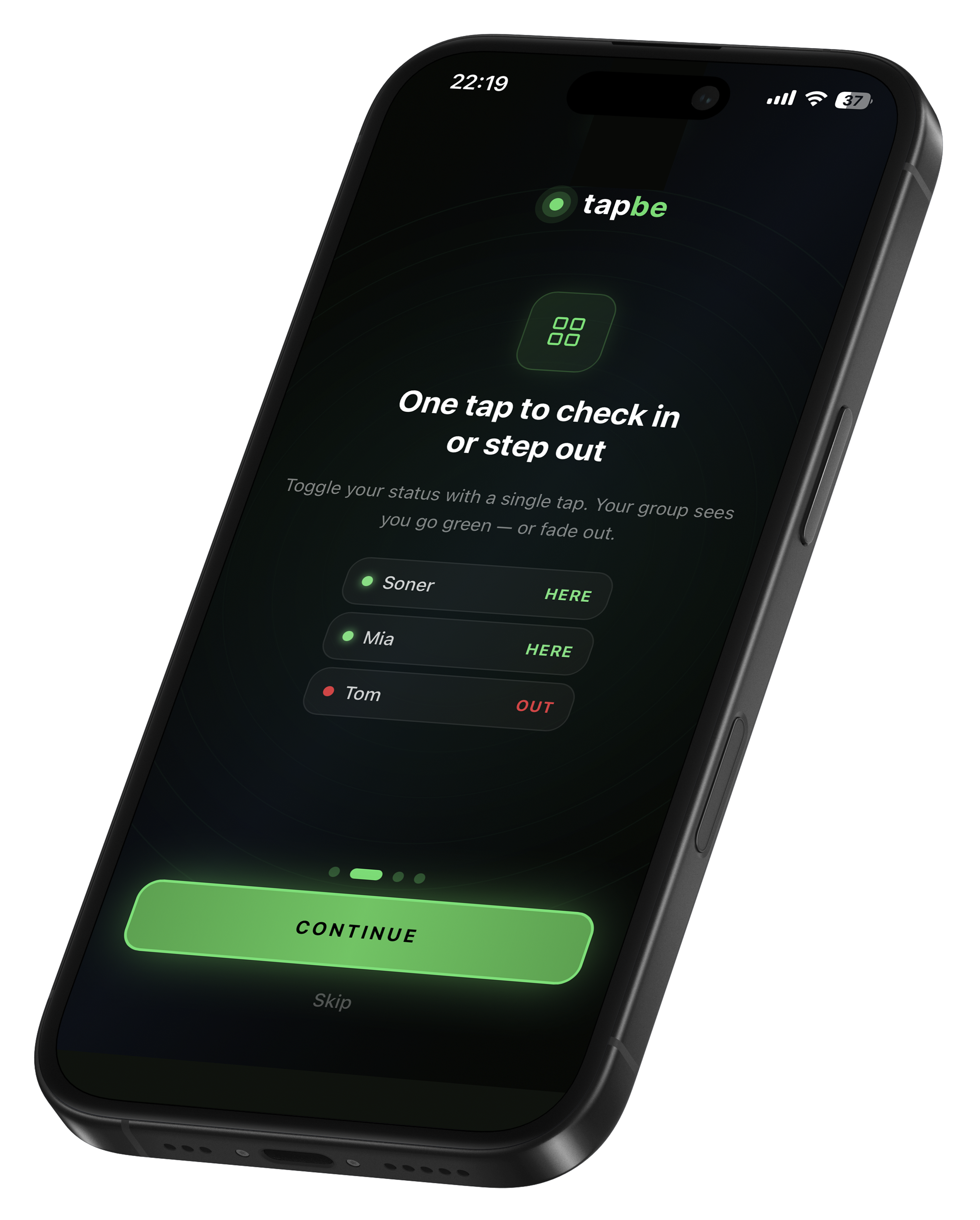 tapbe app on iPhone